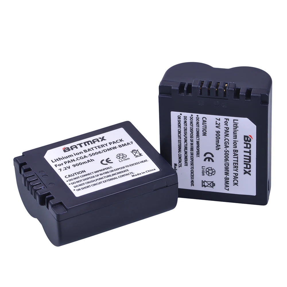 2Pcs CGA-S006 S006A DMW-BMA7 Battery for Panasonic DMC FZ7 FZ8 FZ18 FZ28 FZ30 FZ35 FZ38 FZ50 SLR