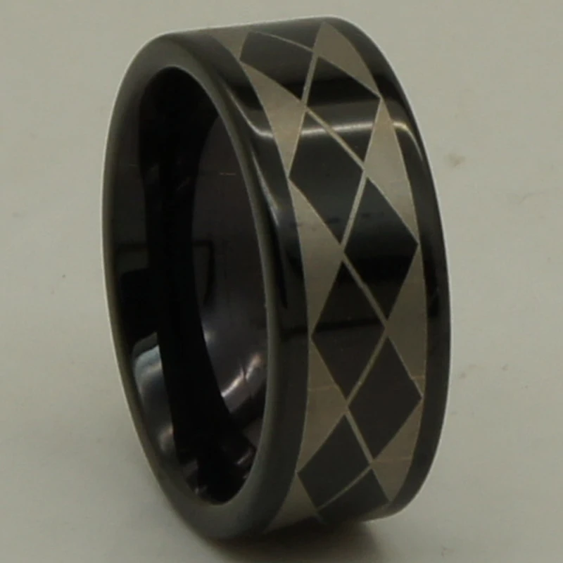 2tone black pattern plating 8mm men/women  hi-tech  wedding tungsten ring