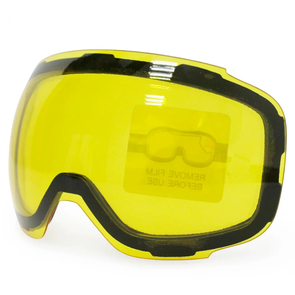 Original Yellow Graced Magnetic Lens for ski goggles GOG-2181 anti-fog UV400 ski glasses snow goggles Night Skiing(Only Lens)