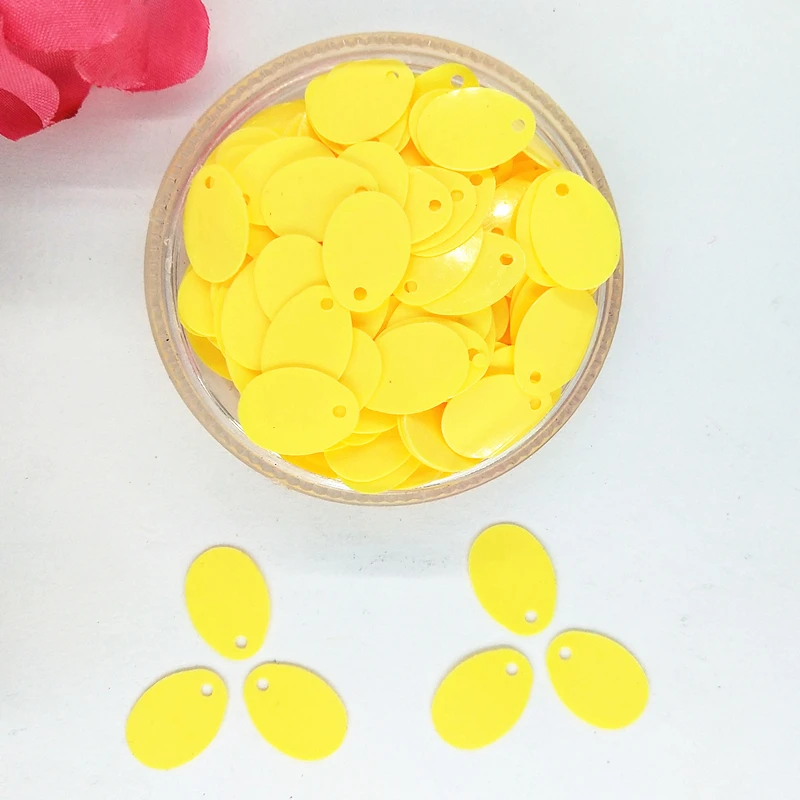 50g/lot 9*13mm Yellow Oval Egg Shape Sequins Side Hole, Paillettes Accessories Crafts For Bag, Garment