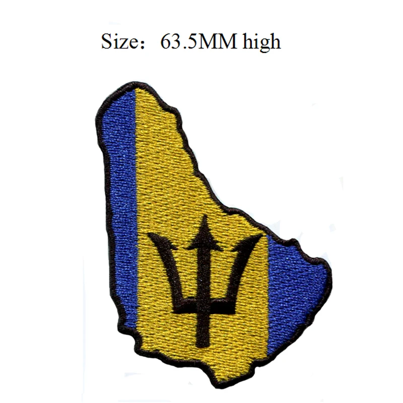 Heart Flag Barbados Flag Map patch 63.5 MM high/embroided/fork/country patch