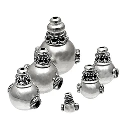 Handmade 925 Silver Guru Bead Tibetan Mala's Guru Three Holes Bead and Tower Buddhist Mala's Guru Bead