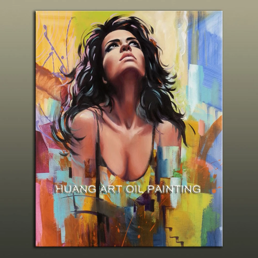 

Impression Character Painting Hand Painted Oil Painting on Canvas Beautiful Hot Sexy Woman Portrait Painting for Bedroom Decor