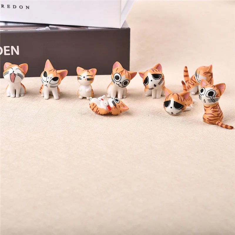 

9 Pcs Set Mini Cheese Cute Cat Ornament Small Miniature Figurine Fairy Garden Ornaments Cartoon Statue Bonsai Micro Landscape