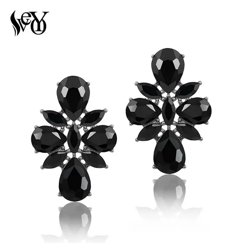 VEYO Stud Earrings for Women Round Crystal Earring New Geometric Trendy Jewelry Wholesale