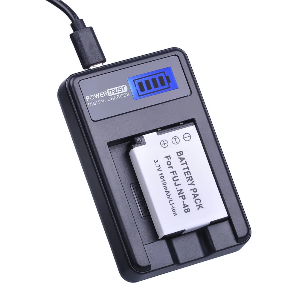 PowerTrust 1Pcs NP-48 NP 48 NP48 Rechargeable Li-ion Battery and LCD USB Charger for Fujifilm XQ1 and XQ2 Cameras