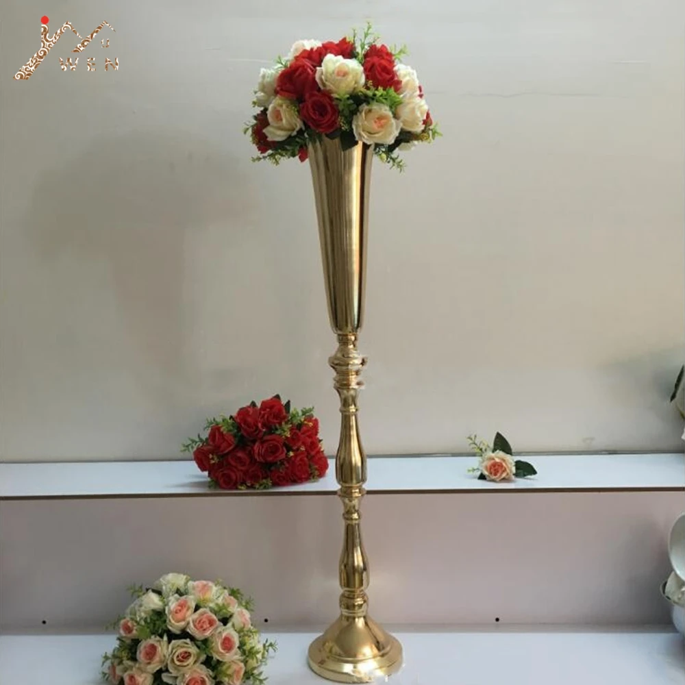 100 CM Height Gold Metal Flower Vase Candle Holder Wedding Centerpieces Event Road Lead Party Home Decoration 10 PCS/ Lot