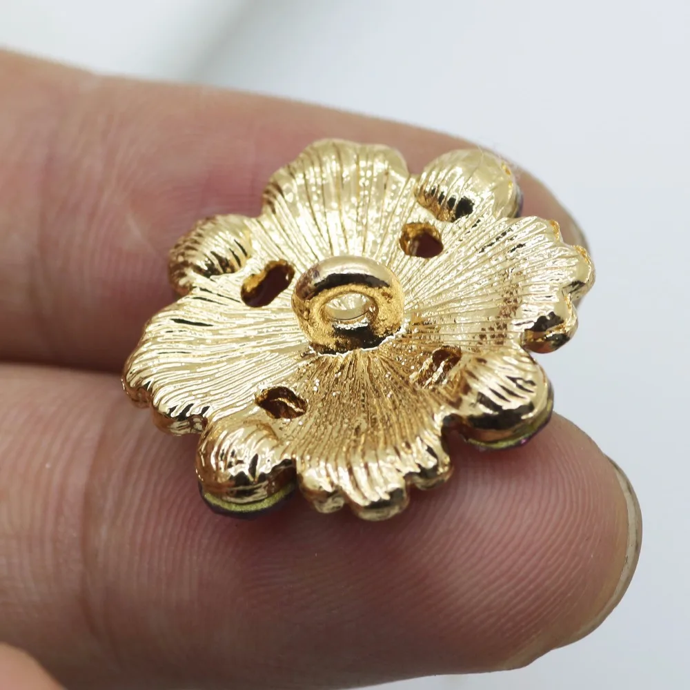 New Buttons 5pc/lot Spray Painted(FlatBack / Buckle)Metal Button Crystal Rhinestone DIY Jewelry Parts For 22mm