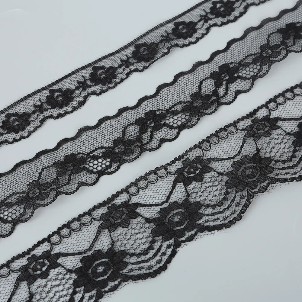 10 ياردة/مجموعة شريطة من الدانتيل تقليم النسيج 14-85 مللي متر الديكور عالية الجودة الدانتيل الأسود للملابس DIY بها بنفسك الاكسسوارات الحرفية