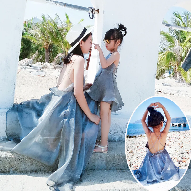 Mother Daughter Matching Dresses Summer Outfit Family Look Gowns Mom and Daughter Matching Outfits Organza Wedding Dresses