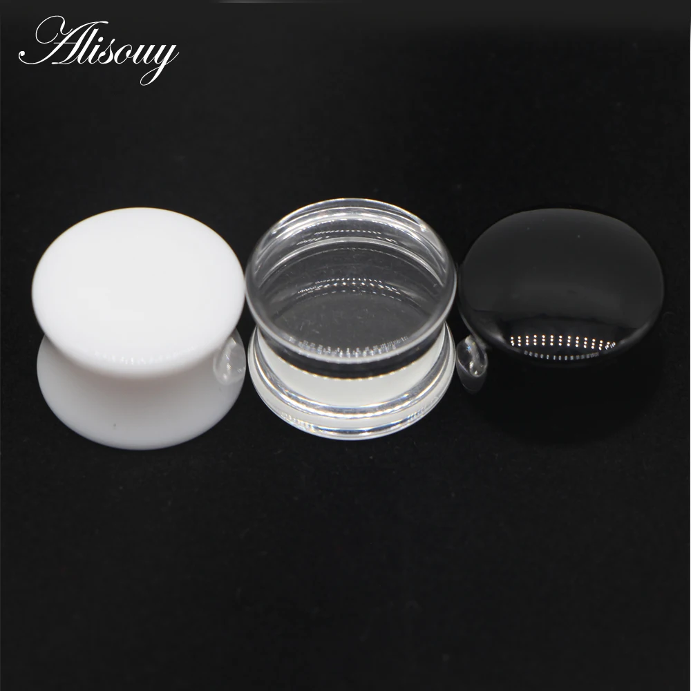 2pcs White Black Transparent Acrylic Ear Tunnel Plug Ear Gauges Piercing Double Curved Saddle Expander Stretcher Body Jewelry