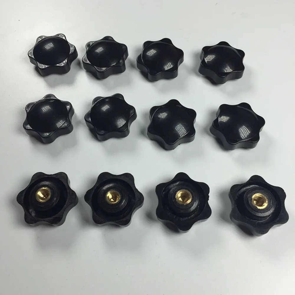 12 pcs Nero di Plastica 32 millimetri Diametro della Testa 6 A Star di Serraggio Manopole M6