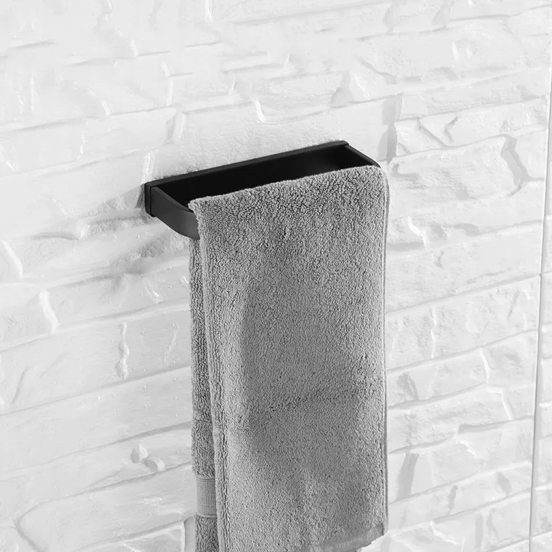 Matte Black 200*85*30Mm Badhanddoek Rack Vierkante Rvs Mode Handdoek Houder
