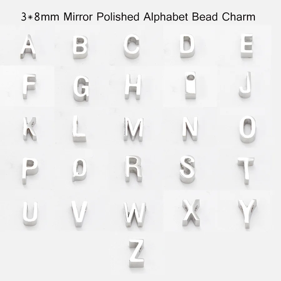 

100% Stainless Steel Letter Bead For Jewelry Making Metal English Alphabet Charm Mirror Polished Wholesale 26pcs