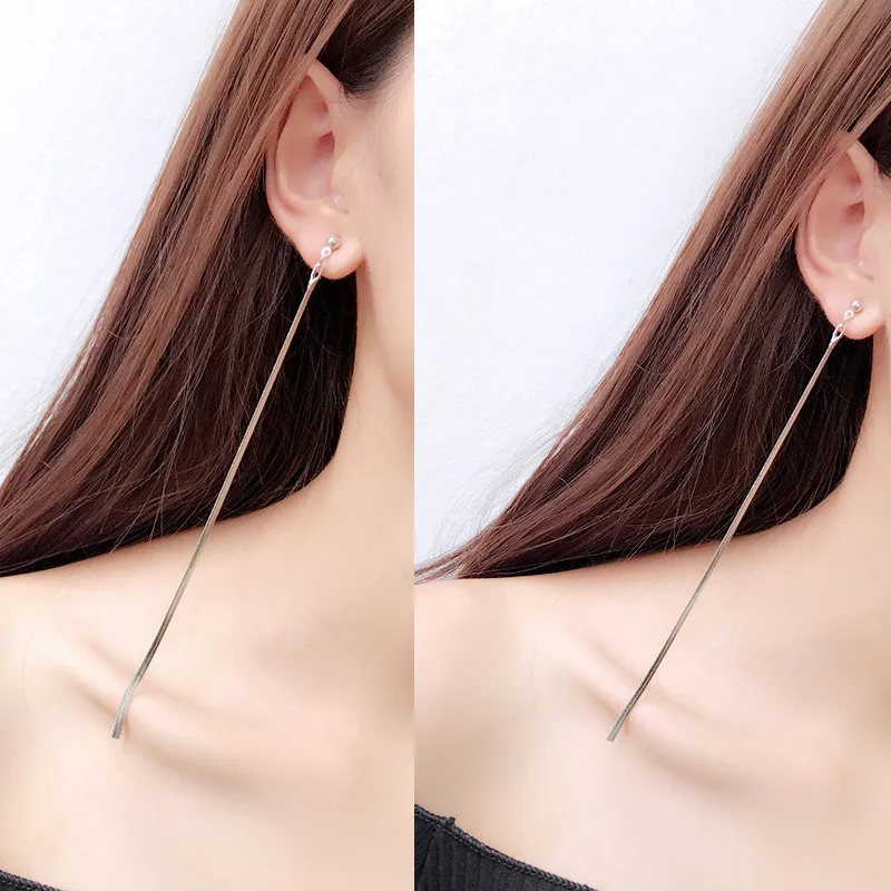 New Elegant Simple Metal Chain Temperament Earings Fashion Jewelry Super Long Tassel Earrings For Women Birthday Gift Pendientes