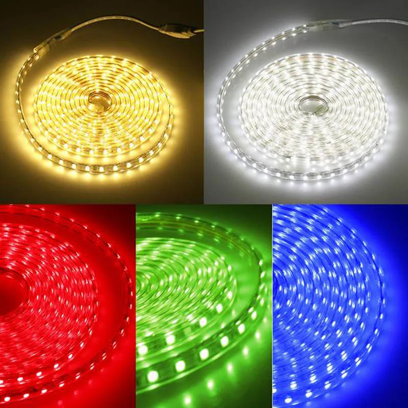 LED Strip Light 220V Waterproof Led strip High Brightness 5050 Flexible Kitchen Outdoor Garden Led Lights With Power Plug 1M-25M