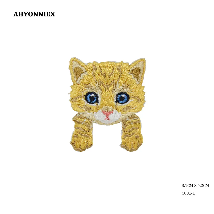 AHYONNIEX 1PC Kawaii cats animal Embroidered Patches Iron on Applique fashion Patches Shirt Patchwork Fabric for DIY Patches