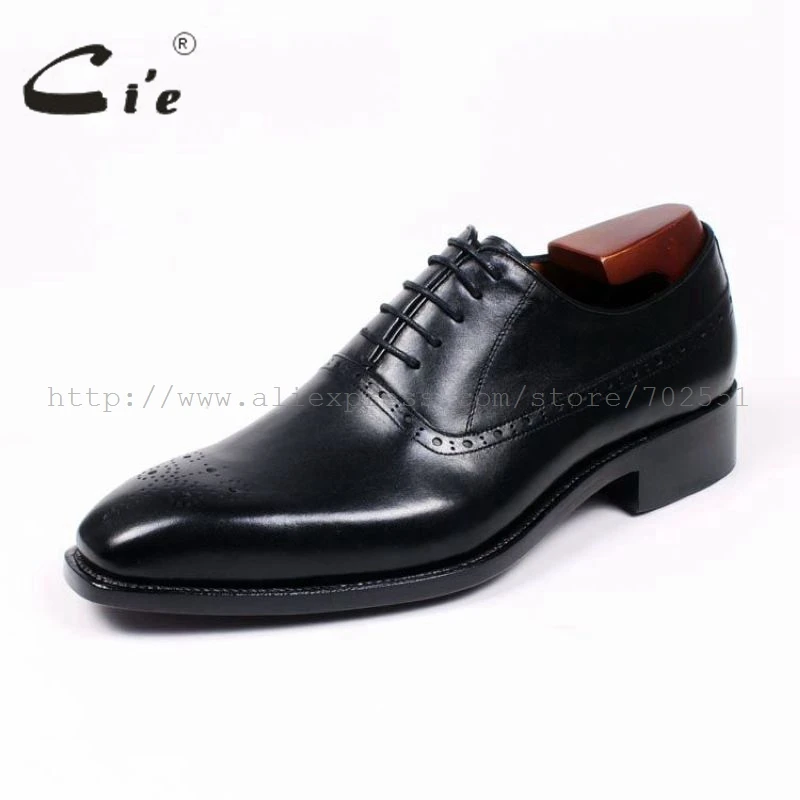 cie Square Toe Cut-outs Oxfords Lacing Solid Black 100%Genuine Calf Leather Breathable Bespoke Men Shoe Handmade Custom OX380