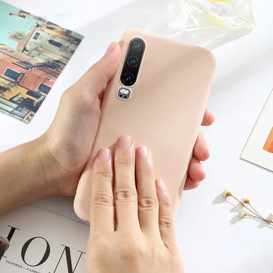 P30 Mềm Sang Trọng Lưng Matte Màu Trường Hợp Cho Huawei P30 Pro Ốp Lưng Chống Sốc Chất Ốp Lưng Silicone Capa Cho P30 lite