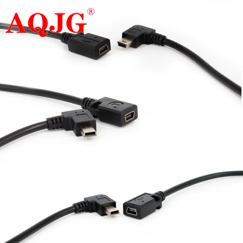 1 sztuk Mini USB mężczyzna kobieta linia danych łokieć 90 stopni prawy kąt lewy Mini 5P Usb dla MP3 Extendsion kabel do ładowarki danych AQJG