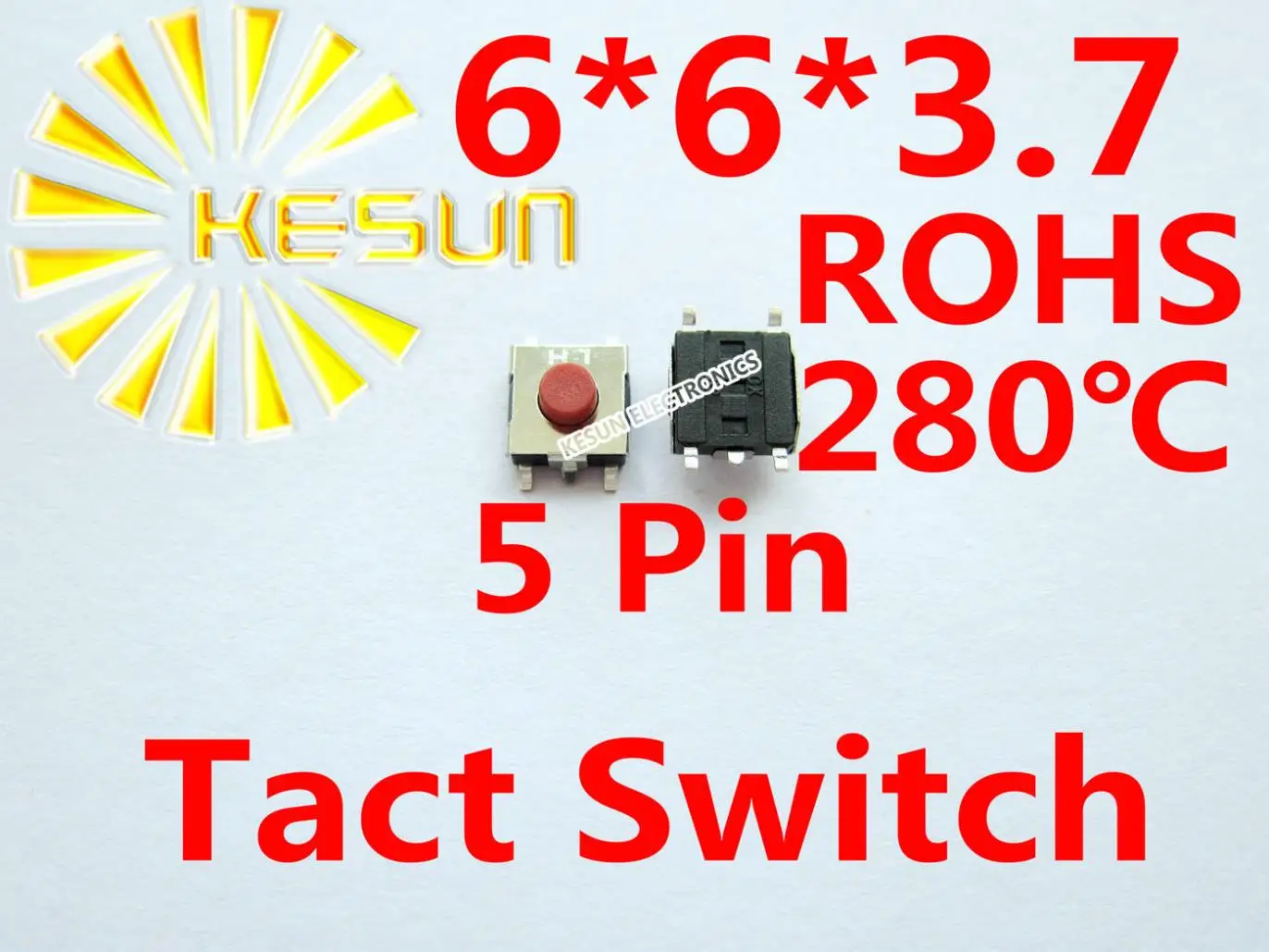 

FREE SHIPPING 1000PCS SMT 6X6X3.7MM 5pin Tactile Tact Push Button Micro Switch Momentary ROHS