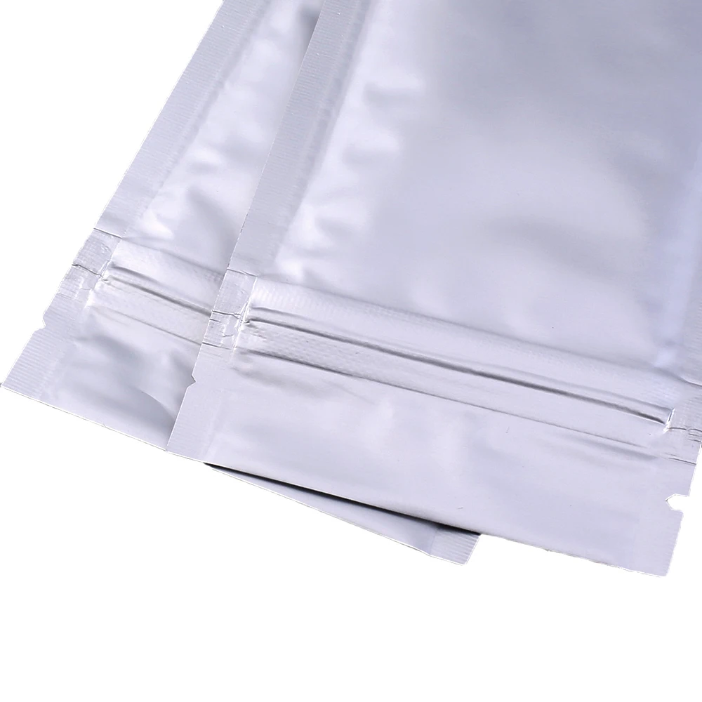 Many Sizes 100pcs Tear Notch Heavy-Duty Flat Aluminum Foil Self Sealing Packing Bag Food Snack Zip Lock Storage Package Bags