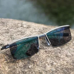 Outdoor  Reading Sunglasses Flexible TR90 Titanium Alloy Gray Photochromic TransitionHalf Rimless Reading Glasses +125 +150 +175