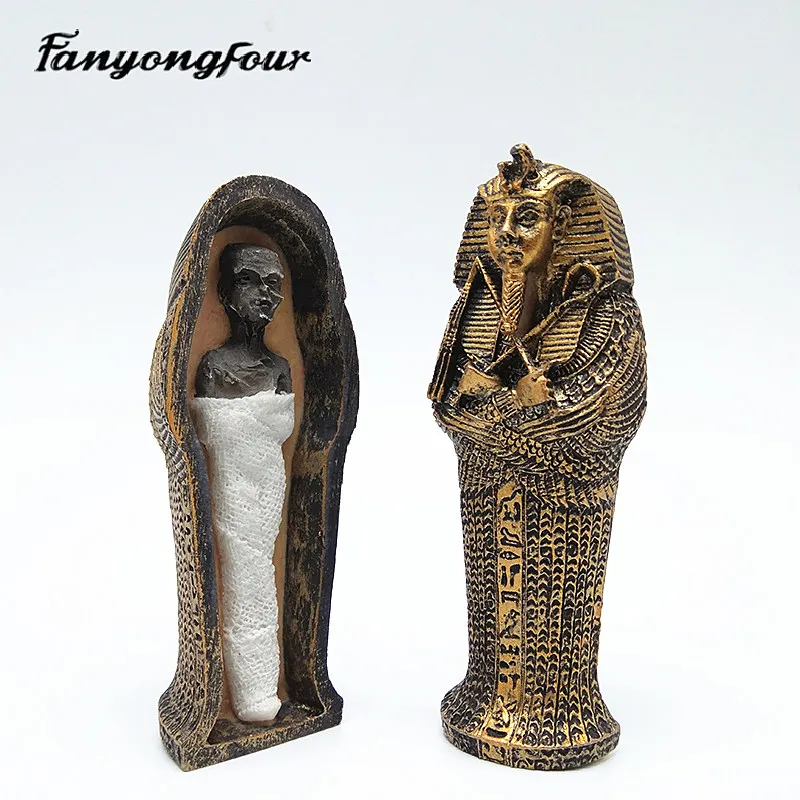 Ancient Egyptian Pharaoh Mummy Silicone Mold Fondant Cake Mold Resin Gypsum Chocolate Candle Candy Mold Free Shipping