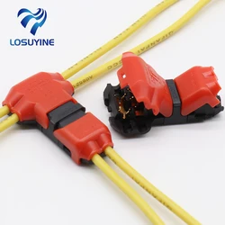 5pcs 2 Pin 2 Way dc/ac 300v 10a Universal Compact Wire Wiring Connector T SHAPE Conductor Terminal Block With Lever AWG 18-24