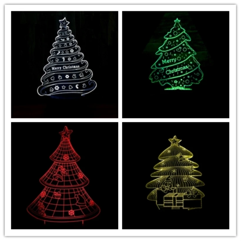 

2018 Creative 3D Visual Christmas Tree Night Light LED USB Lamp 7 Color Changeable Home Decration Lights Christmas Gift