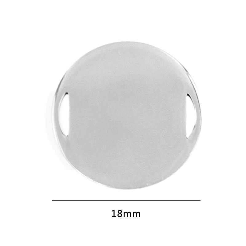 Risul Round Charms Pendant 2 ear semicircle holes round tags Mirror Polish Stainless Steel DIY Jewelry Pendants Wholesale 50pcs