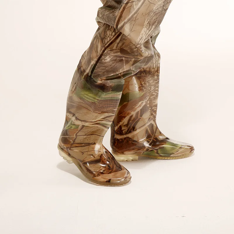 Thicken Waterproof Whole Body Fishing Wear-resisting Waders Pants with Boots Camouflage Men Women Wading Trousers HW067