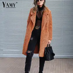 Plus size Fashion Faux Bontjas Vrouwen winter lange jas 2019 Herfst Warme Zachte Rits teddy jas Vrouwelijke Overjas Bovenkleding warm