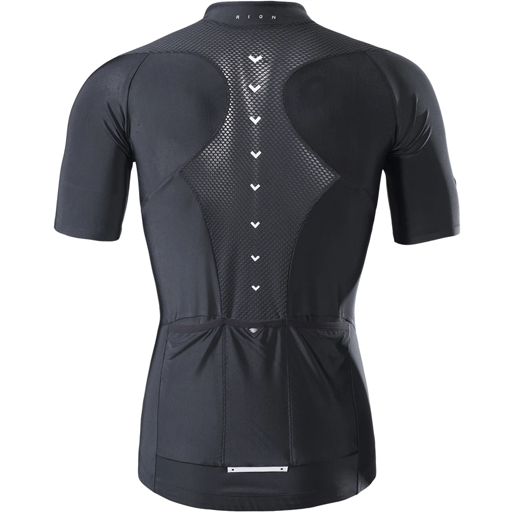 RION Cycling Men\'s Bike Black Reflective Jerseys Short Sleeves Summer Motocross Mountain Bike Downhill Racing Road Bicycle Tops