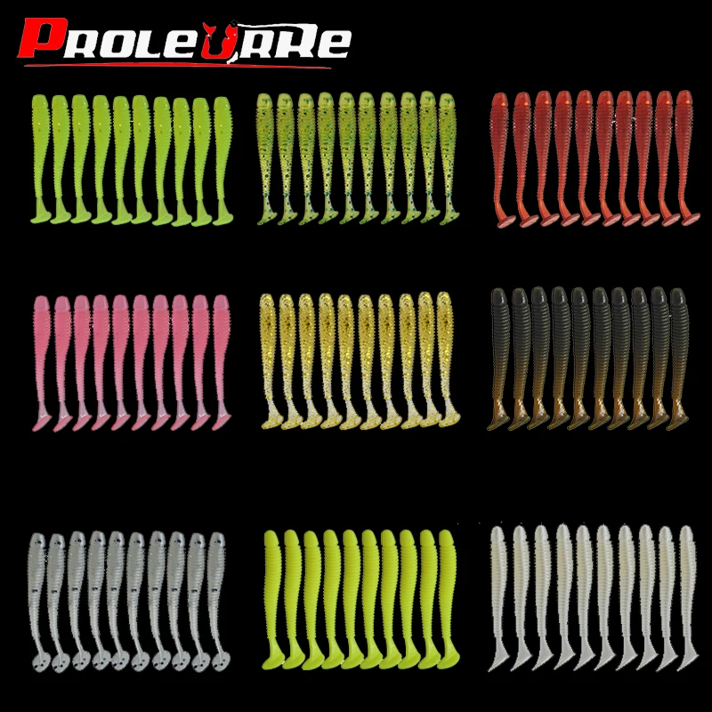 10 sztuk/partia woblery miękka przynęta 47mm 0.7g silikonowe robaki przynęta na ryby Jigging ogon Swimbaits sztuczne dla karpia Bass Minnow Tackle