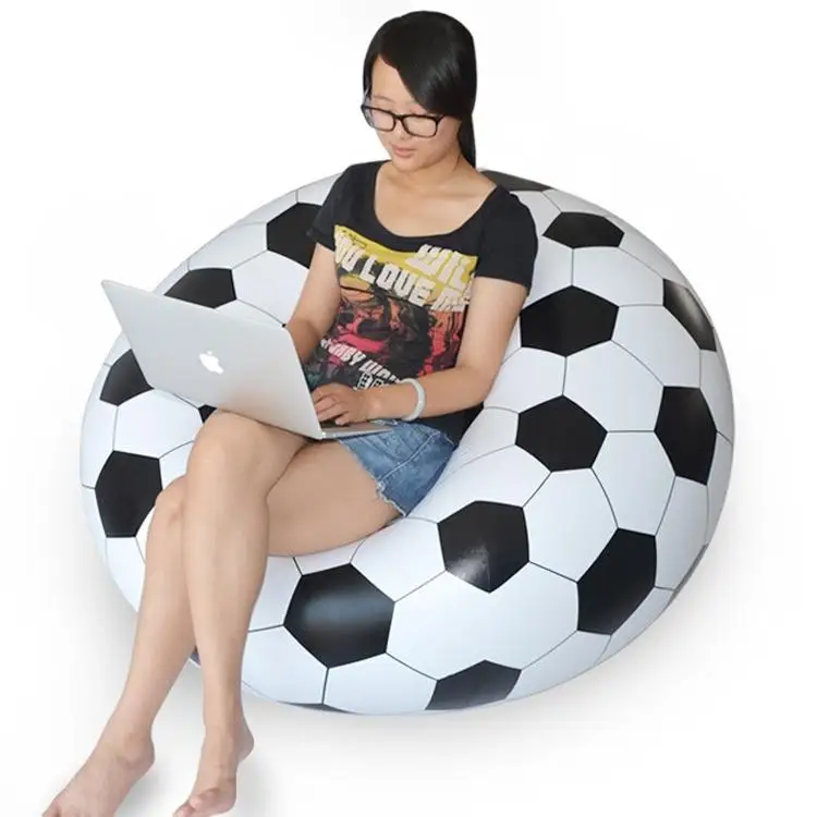 DHL free ship waterproof PVC inflatable seat chairs,instant air filled bean bag chair,football and soccer ball design beanbag