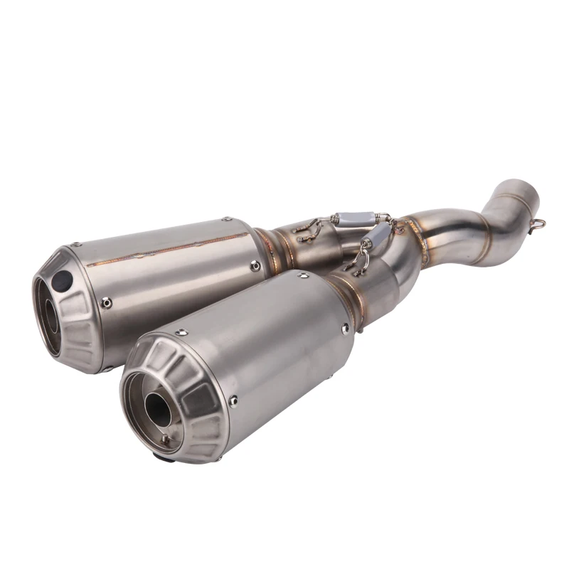 TKOSM Motorcycle Exhaust Full Stystem Middle Pipe + Muffler for DUCATI SCRAMBLER Slip-On With Sticker or Laser Marking