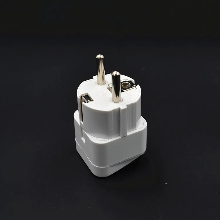 10pcs/lot Top Quality White Germany Plug Adapter 3 Pin to 2 Round Pin German standard Plug Socket Input AC 2.5V~250V 16A