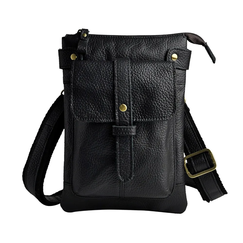 Leather Men Multifunction Designer Casual Crossbody Shoulder Messenger Bag Fashion Waist Belt Pack Bag Phone Tablets Case 8711b