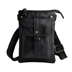 Leather Men Multifunction Designer Casual Crossbody Shoulder Messenger Bag Fashion Waist Belt Pack Bag Phone Tablets Case 8711b