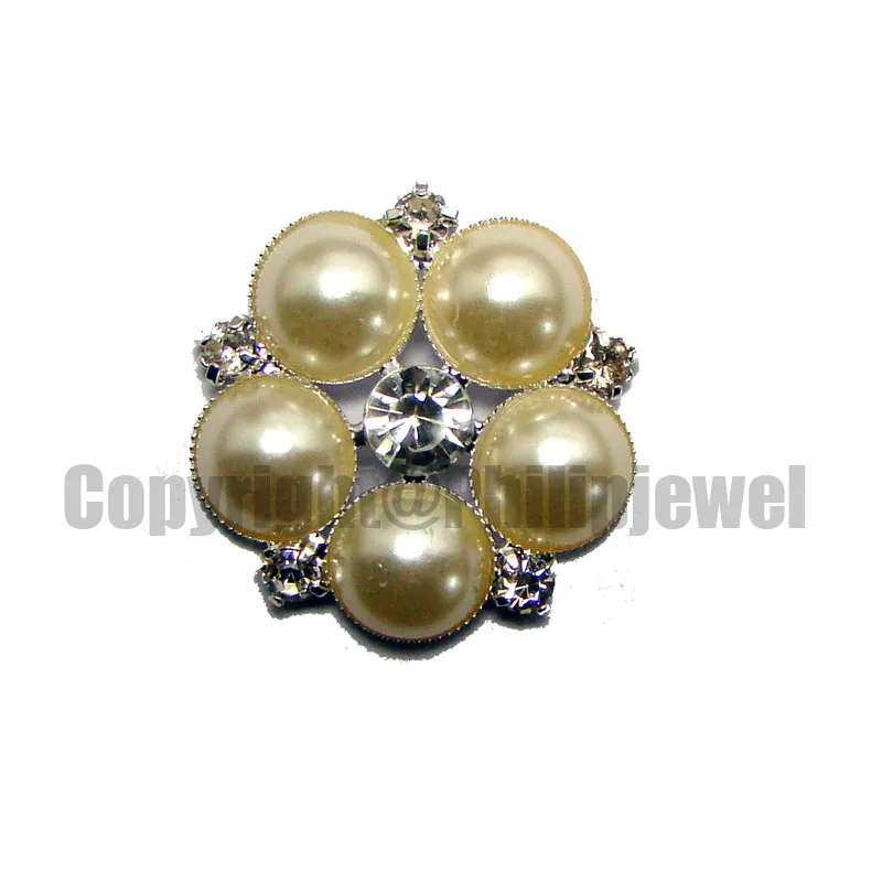 

35mm large rhinetone pearls domed flower decoration flatback button accessories for wedding NEW 30pcs lot