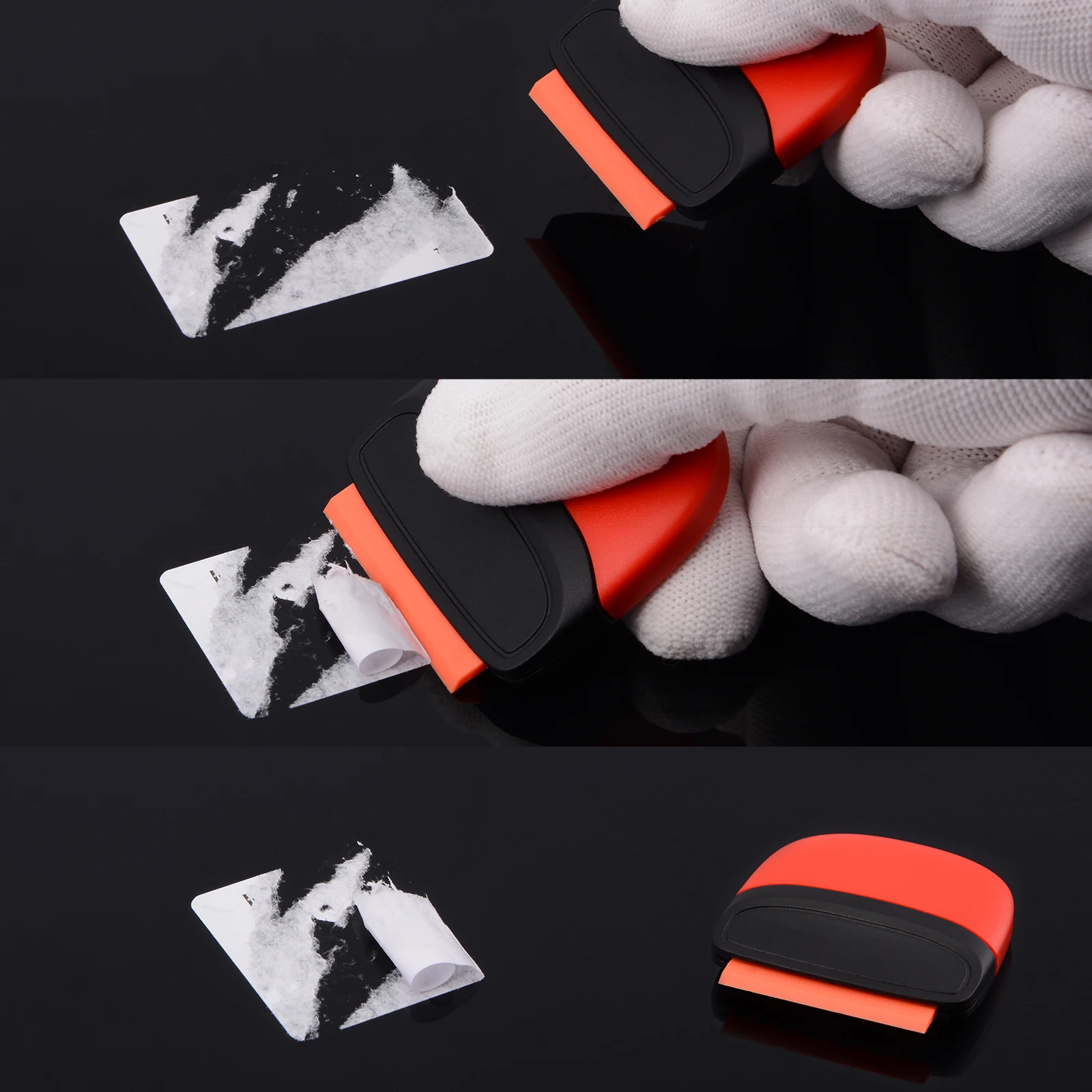 EHDIS Cleaning Scraper With Plastic Razor Blades Carbon Fiber Film Wrapping Squeegee Glass Sticker Glue Remover Tint Car Tools