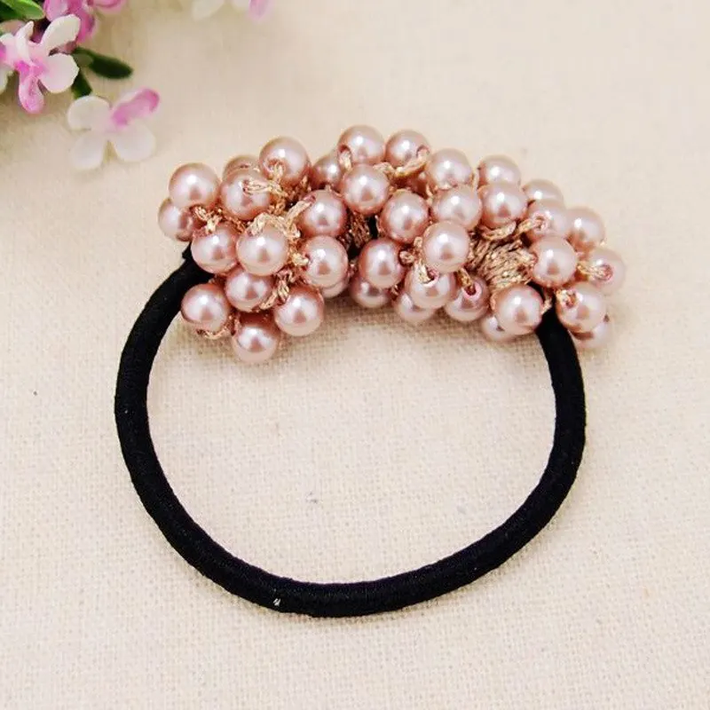 Hot Sale pearl Women Girls Seamless Hair Rope Charming Pearl Elastic Hair Bands Hair Accessories