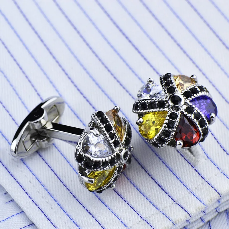 Jewelry french shirt cufflink for mens Brand designer Cuffs link Button male High Quality Luxury crystal Wedding abotoaduras