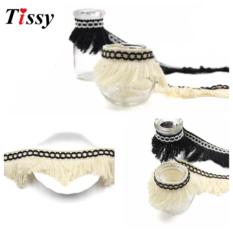 2M/Lot 7Colors Cotton Tassel Ribbon Fringe Lace Trim Ribbon Handmade Crafts  DIY Decoration Textil Fabric for Sewing Accessories