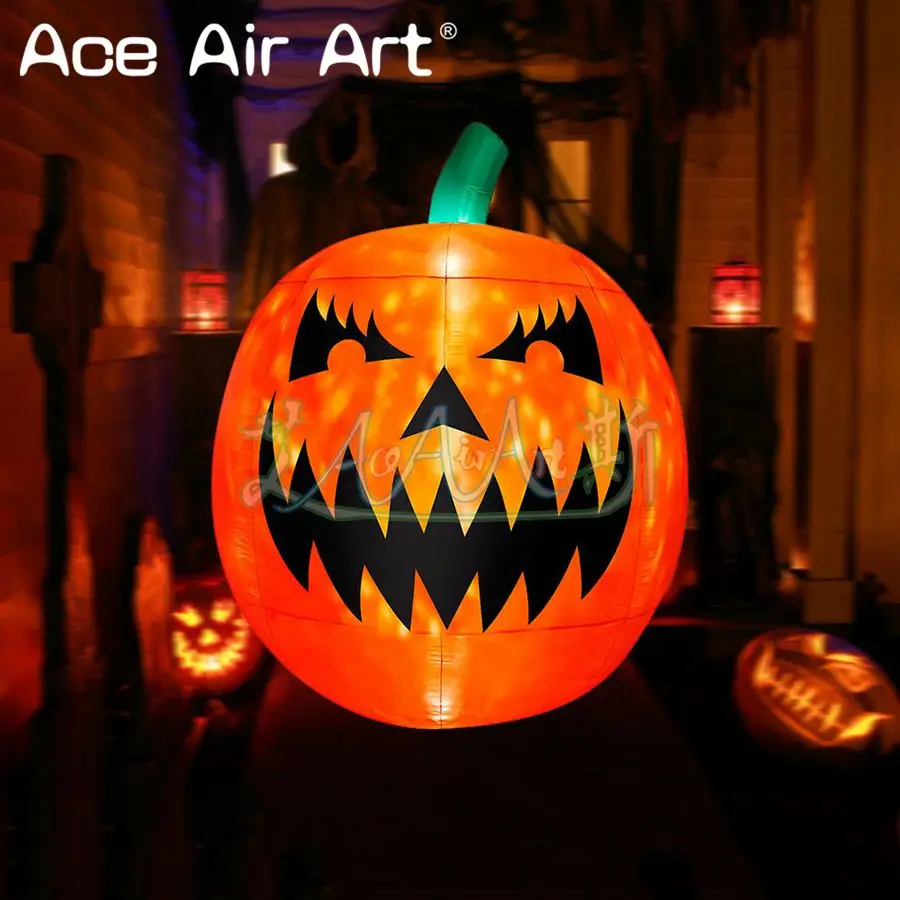 

Halloween Decoration Inflatable Led Pumpkin Ugly and Acary Led Lighting Pumpkin Lantern Model with Smiling Face