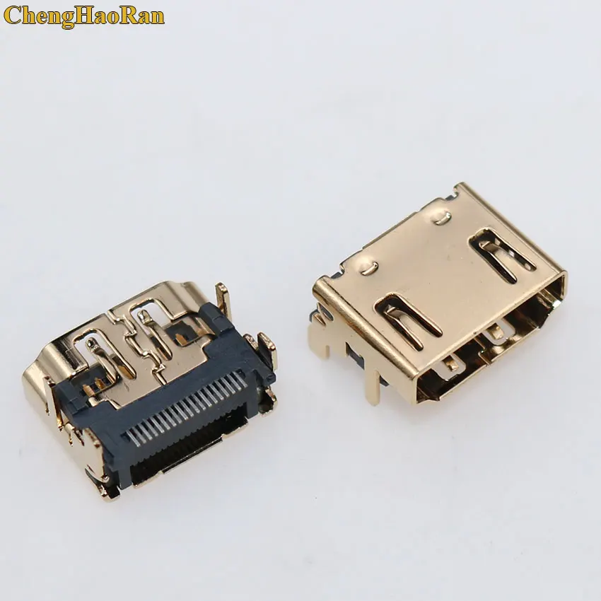 ChengHaoRan 1pcs Gold plating Copper 19Pin HDMI Female Socket SMT 4 FIX Foot