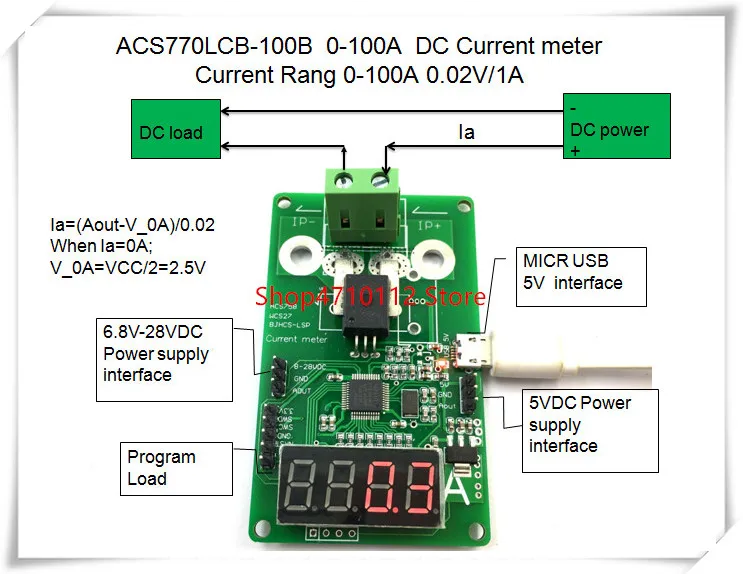 

NEW 1PCS/LOT ACS770LCB-100B ACS770LCB 100B ACS770 0-100A DC Current meter Current Rang 0-100A 0.02V/1A