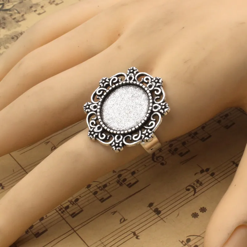 Fit 15mm Ring Metal Alloy Round Blank Setting Bezel Blank Cabochon Ring Base For DIY Ring 10pcs/lot K05293