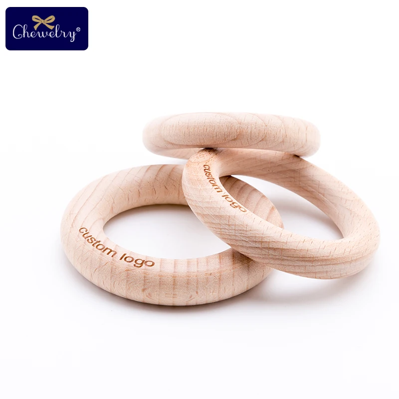 Customize Engraved Beech Wooden Ring 50Pc Baby Teether Wooden Blanks Teether 20 Maple Bead Baby Product Diy Crafts For Kid Toys